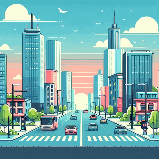 Vector fondo del paisaje urbano ilustración vectorial colorida