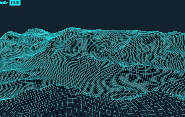 Fondo de paisaje vectorial abstracto Ilustración de vector de tecnología 3d de red de ciberespacio