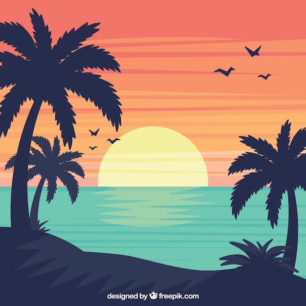 Fondo de paisaje de verano en diseño plano