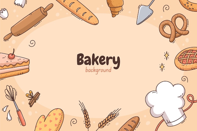 Fondo de panadería dibujado a mano