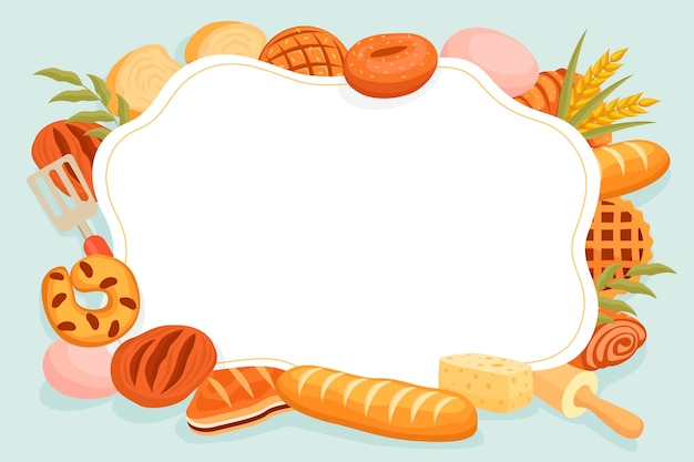 Fondo de panadería en diseño plano