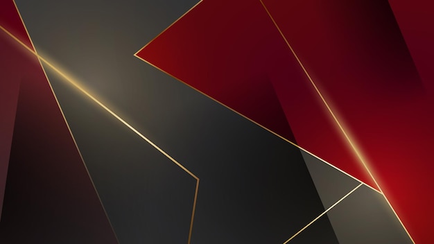 Fondo de pantalla de banner de diseño de fondo de líneas dinámicas de premio de oro negro rojo abstracto de lujo moderno