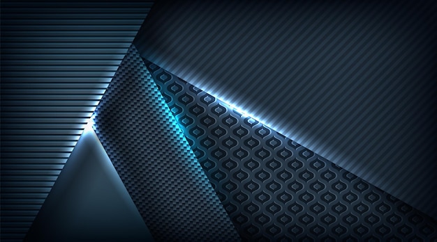 Fondo de pantalla de banner de forma geométrica metálica de tecnología de capa de superposición digital abstracta azul oscuro