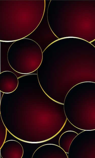 Fondo de pantalla de círculo 3d negro y rojo vectorial | Vector Premium