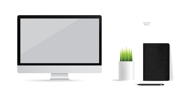 Fondo de pantalla de computadora con área de pantalla en blanco sobre blanco
