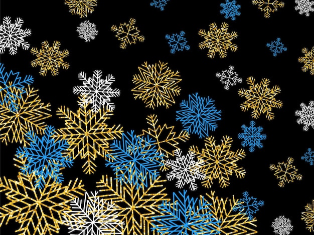 Fondo de pantalla de copos de nieve con brillo dorado. navidad y año nuevo. brillo dorado de los copos de nieve. brillo dorado