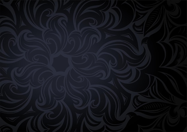 Fondo de pantalla de degradado negro floral con flores estilizadas y patrones frondosos fondo oscuro