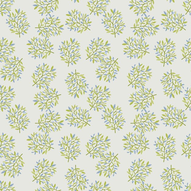 Fondo de pantalla sin fin de rama de bosque decorativo Ramas dibujadas a mano con hojas de patrones sin fisuras