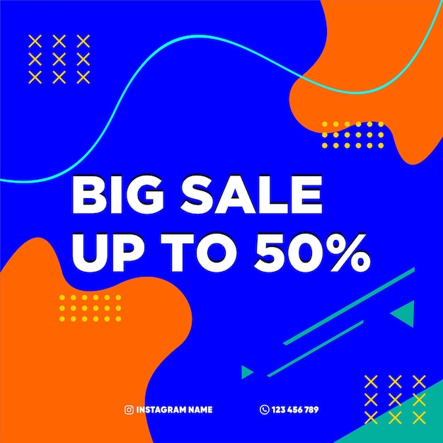 Fondo de pantalla geométrico Creative Memphis Big Sale Vector Editable
