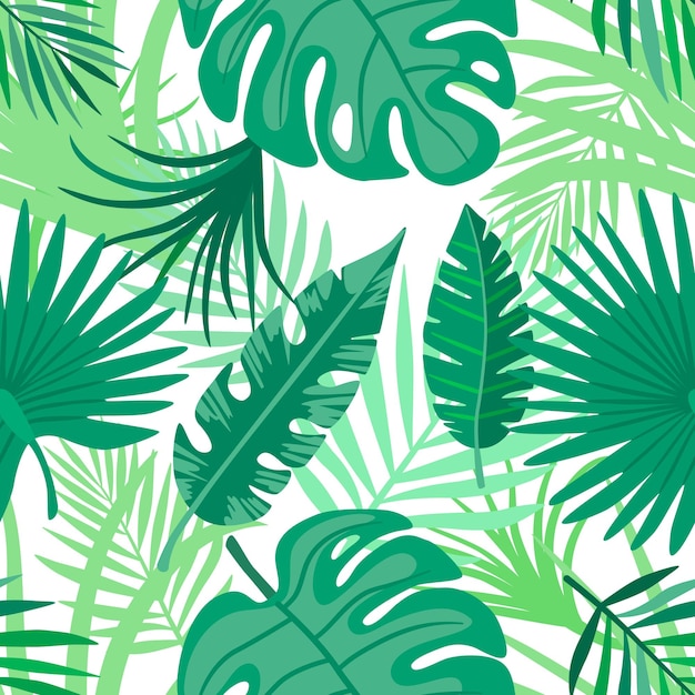 Fondo de pantalla de hojas tropicales de patrones sin fisuras Teal y follaje verde
