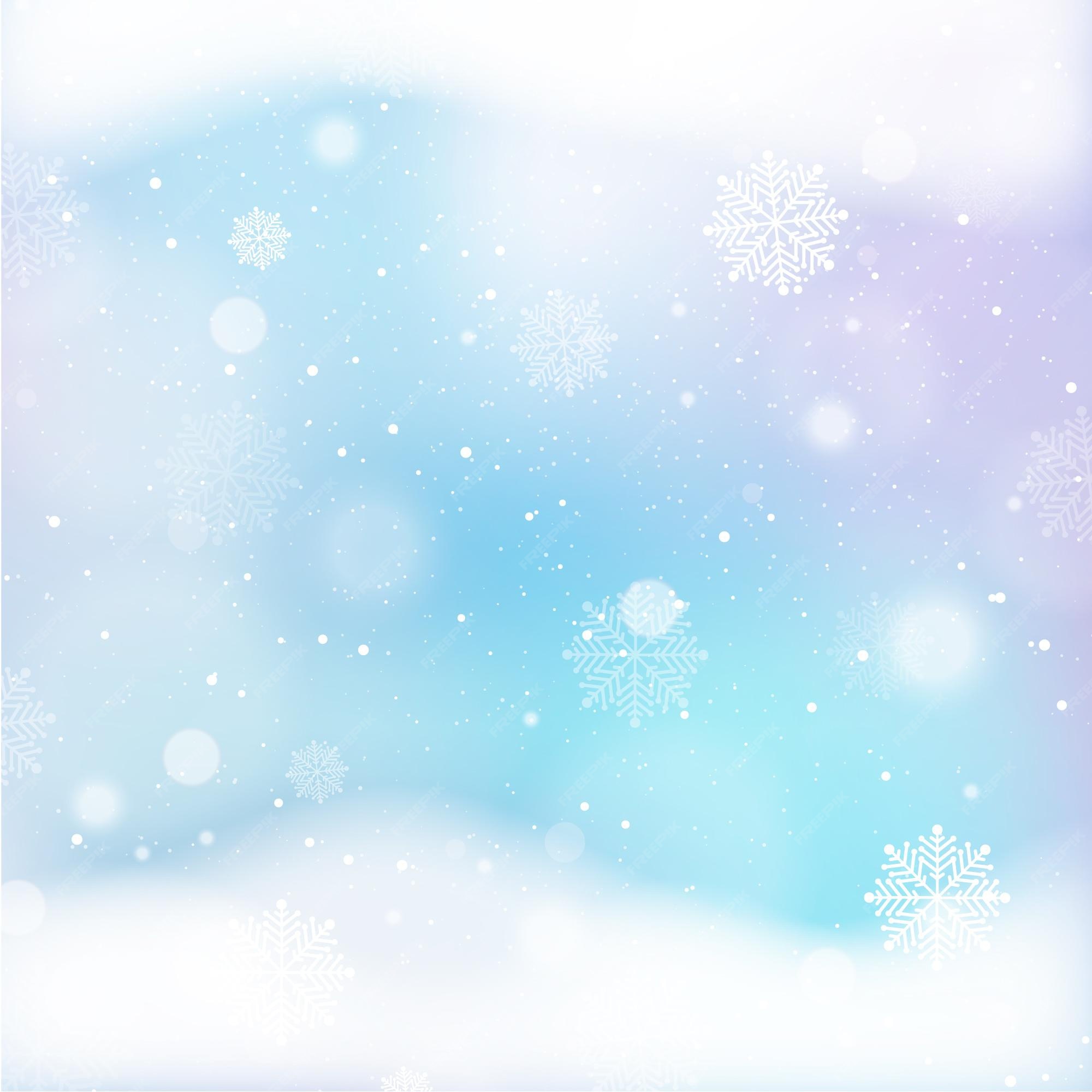 Fondo de pantalla de invierno desenfocado con copos de nieve | Vector  Premium