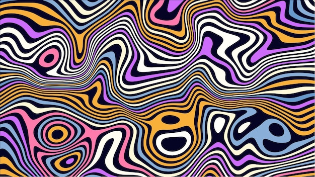 Fondo de pantalla maravilloso psicodélico Fondo de líneas licuadas Líneas onduladas coloridas