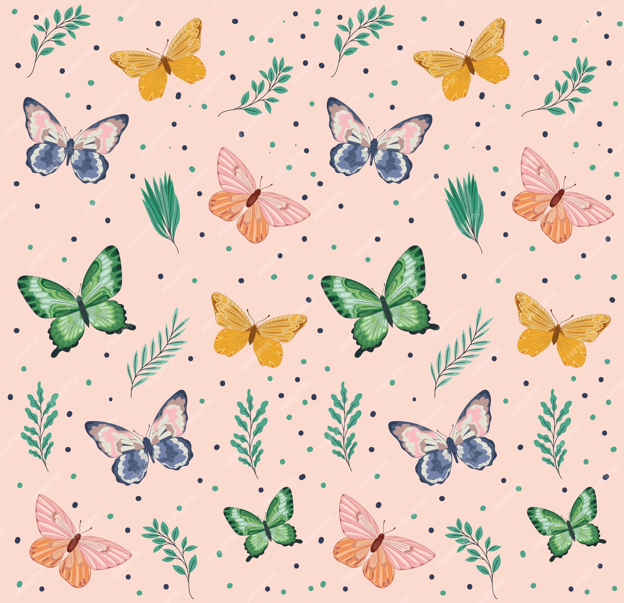 Fondo de pantalla de mariposas lindas | Vector Premium