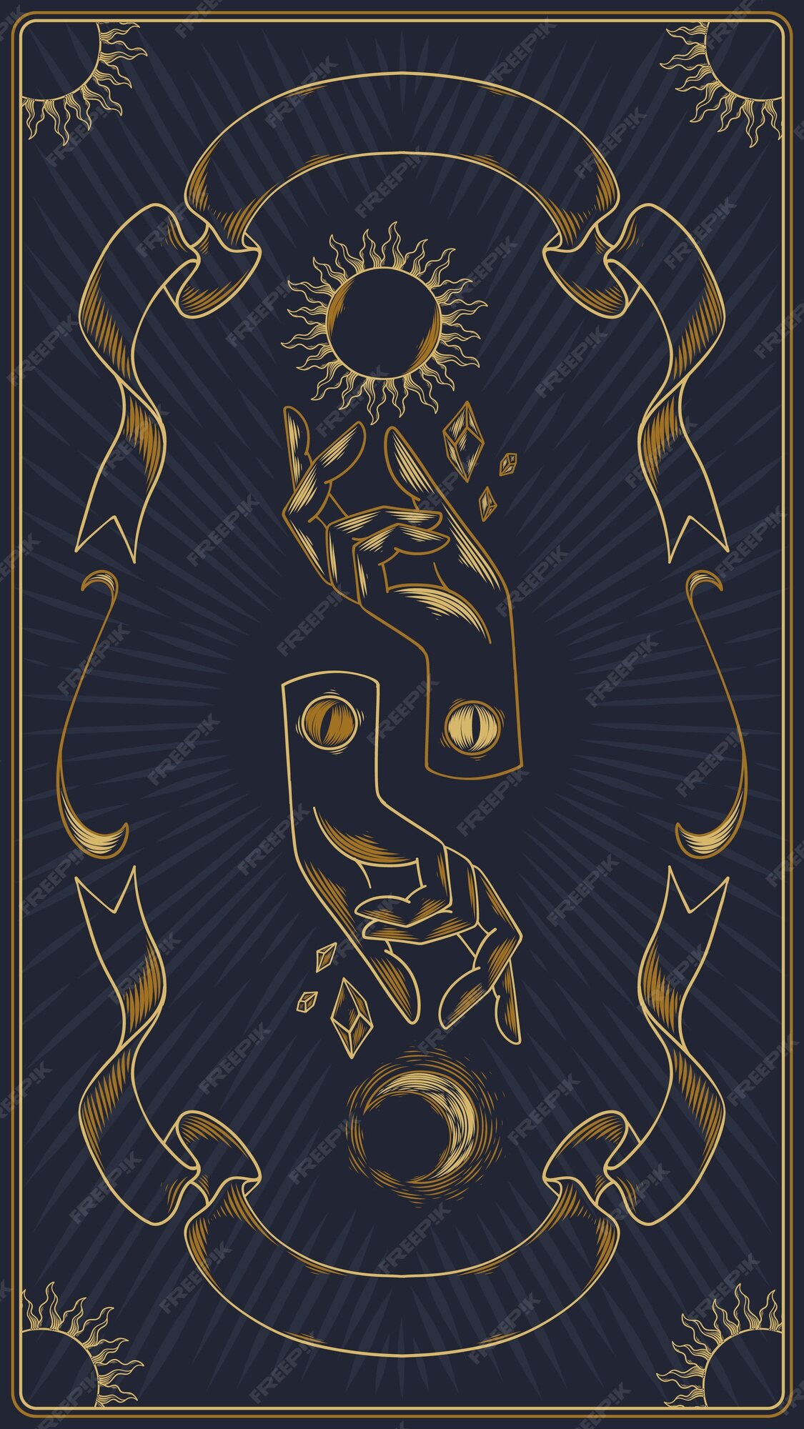 Fondo de pantalla móvil tarot místico dibujado a mano | Vector Premium