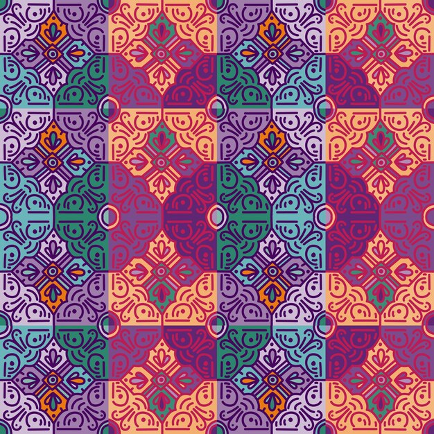 Fondo de pantalla ornamental geométrico abstracto de patrones sin fisuras de mosaico floral étnico