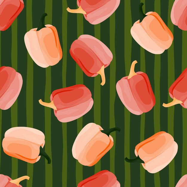 Fondo de pantalla de pimienta búlgara de patrones sin fisuras de pimiento morrón simple