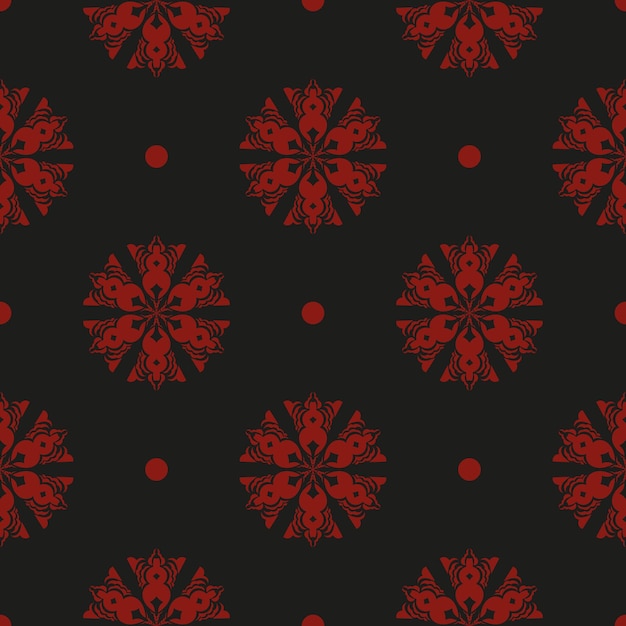 Fondo de pantalla en una plantilla de estilo vintage elemento floral indio adorno gráfico para papel tapiz envoltura de tela embalaje adorno floral abstracto negro y rojo chino ilustración vectorial