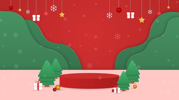 Fondo de pantalla de producto de podio de feliz Navidad feliz año nuevo