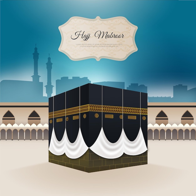 Vector fondo de pantalla realista de peregrinación islámica (hajj)