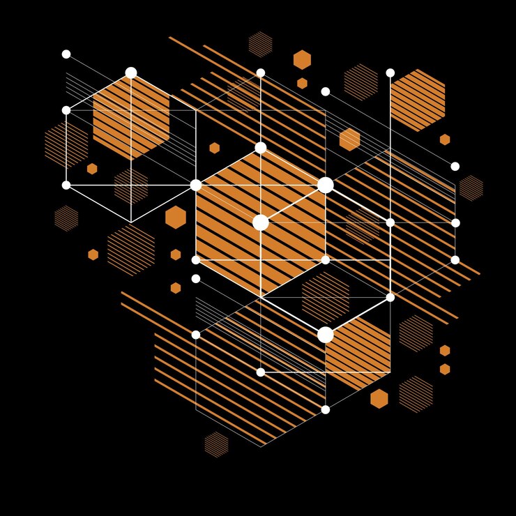 Vector fondo de pantalla retro bauhaus, fondo de vector de arte hecho con cuadrícula, círculos y rombos. la ilustración gráfica geométrica de los años 60 se puede utilizar como diseño de portada de folleto. patrón tecnológico.