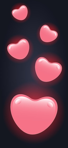 Fondo de pantalla para teléfono móvil Fondo oscuro corazones rosas están volando hacia el cielo