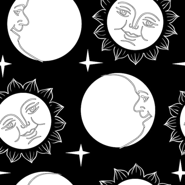Fondo de pantalla transparente la luna y el sol con caras