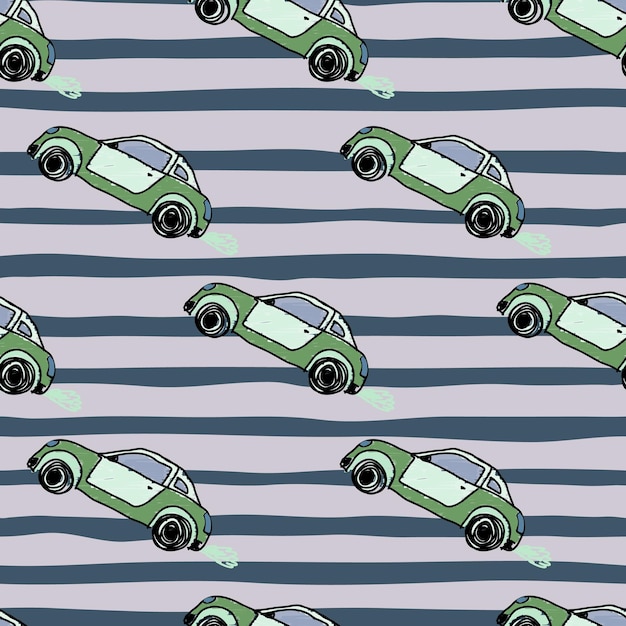 Fondo de pantalla de transporte de patrones sin fisuras de sportcar lindo Fondo de automóvil dibujado a mano para niños