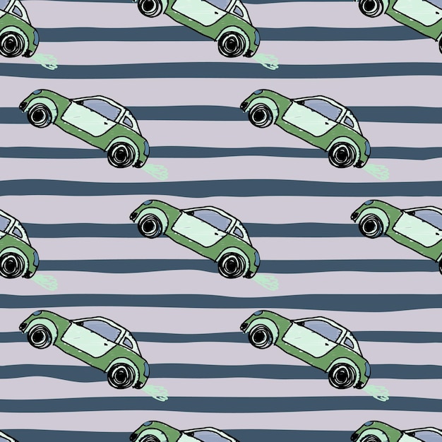 Fondo de pantalla de transporte de patrones sin fisuras de sportcar lindo fondo de automóvil dibujado a mano para niños