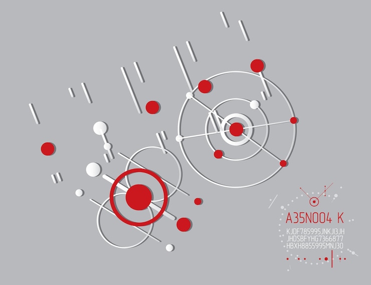 Vector fondo de pantalla de vector tecnológico de ingeniería hecho con círculos y líneas. la composición gráfica artística geométrica moderna se puede utilizar como plantilla y diseño. antecedentes técnicos abstractos.