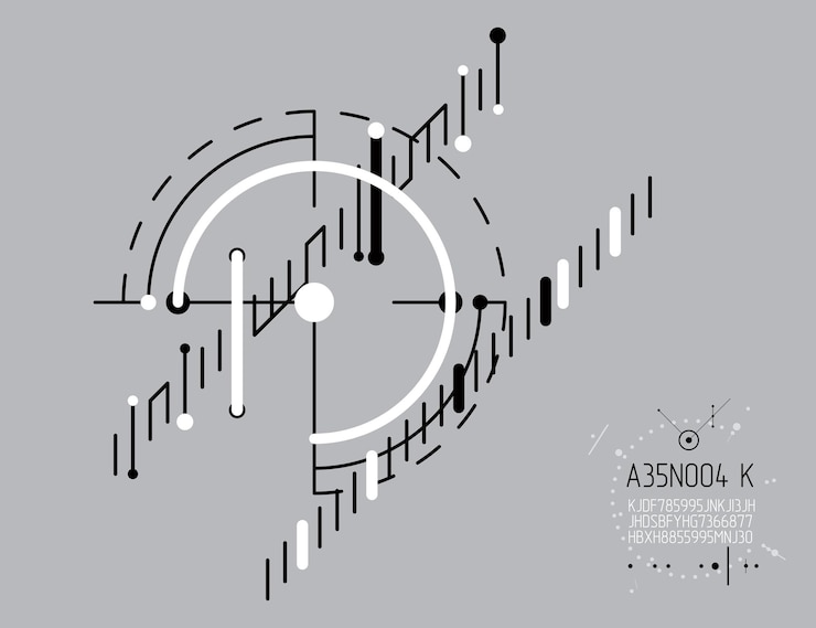 Vector fondo de pantalla de vector tecnológico de ingeniería hecho con círculos y líneas. la composición gráfica artística geométrica moderna se puede utilizar como plantilla y diseño. antecedentes técnicos abstractos.