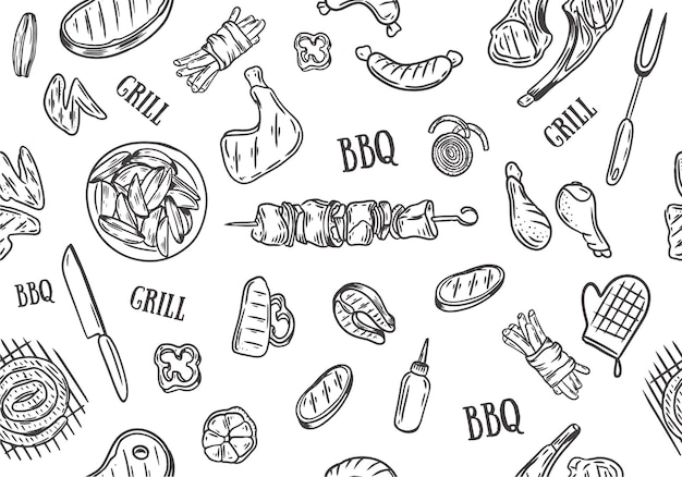 Vector fondo de pantalla vectorial transparente de imágenes de platos cocinados a la parrilla y al fuego