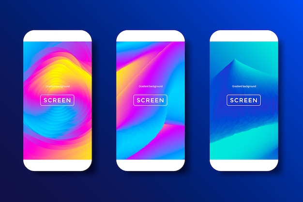 Fondo de pantalla vibrante degradado establecido para teléfonos inteligentes y teléfonos móviles.