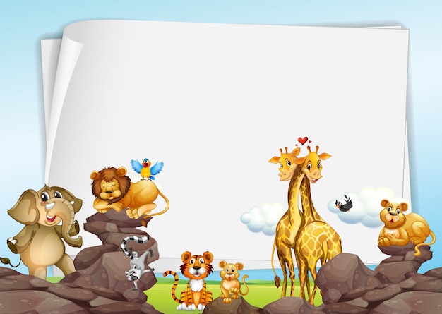 Fondo de papel con animales salvajes