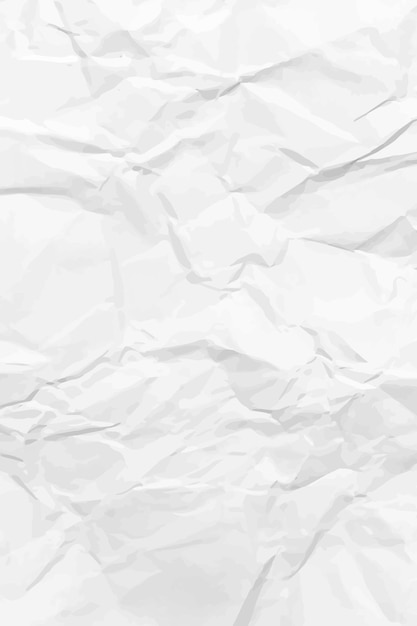 Fondo de papel arrugado limpio blanco Plantilla de papel vacío arrugado vertical para carteles y pancartas Ilustración vectorial