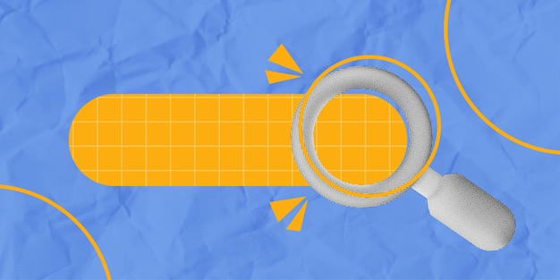 El fondo de papel azul de collage de medio tono de moda con una búsqueda de sitios web
