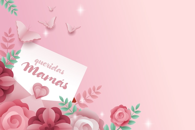 Vector fondo de papel para la celebración del día de la madre en español