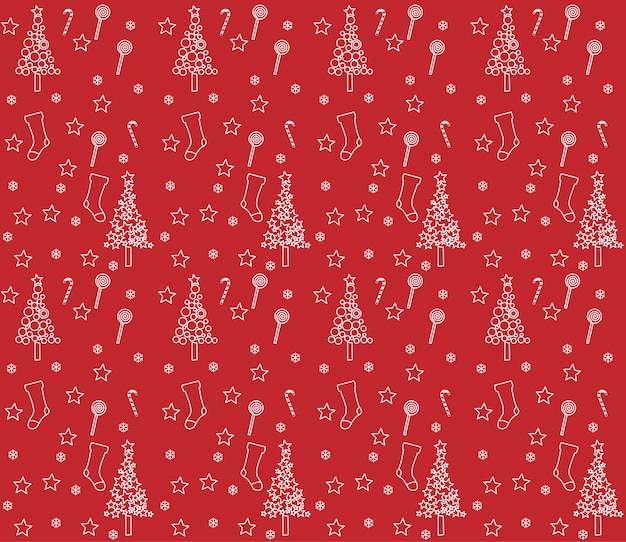 Fondo de papel de regalo rojo con adornos de navidad