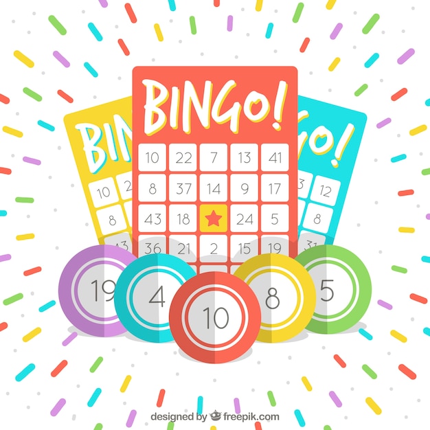 Vector fondo de papeletas de bingo con rayas de colores