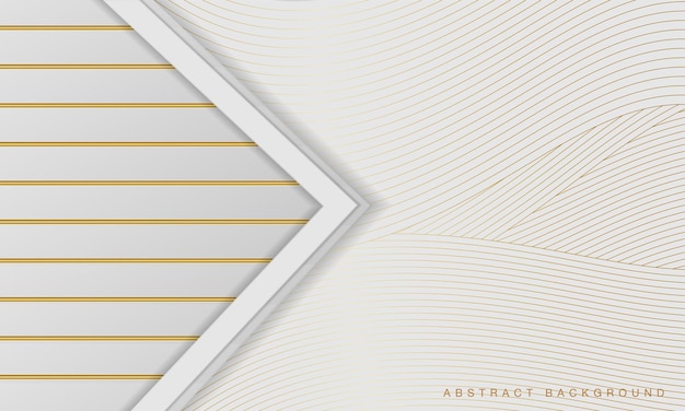 Vector fondo de papercut blanco de lujo abstracto con decoración de línea dorada. elegante concepto de diseño 3d