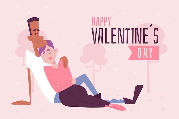 Fondo de pareja de san valentín dibujado a mano