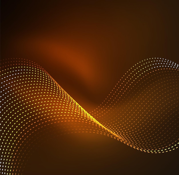 Fondo de partículas de onda vectorial Onda digital iluminada 3D de partículas brillantes Ilustración vectorial futurista y tecnológica Elemento moderno HUD