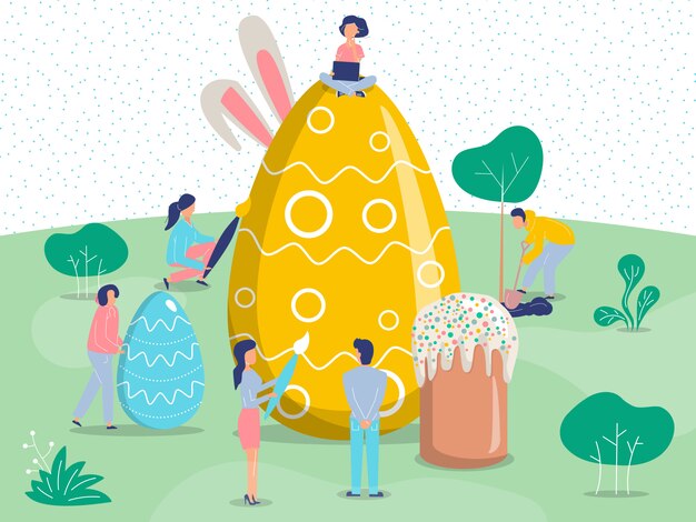 Vector fondo de pascua con gente