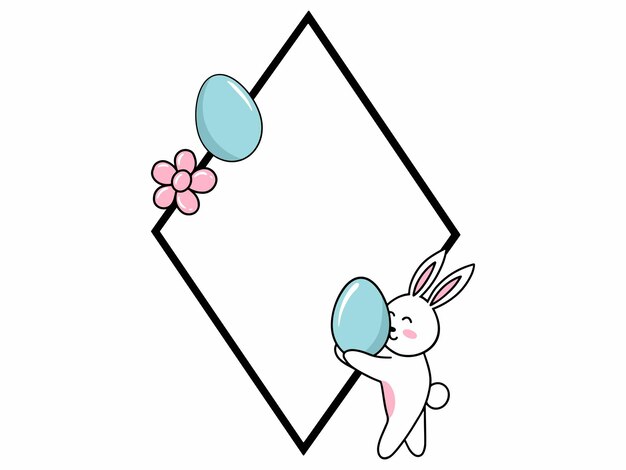 Fondo de Pascua con un lindo marco de conejo