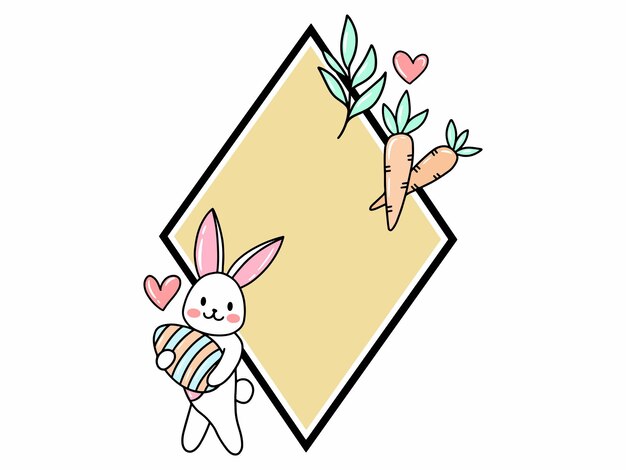 Fondo de Pascua con el marco y el conejo