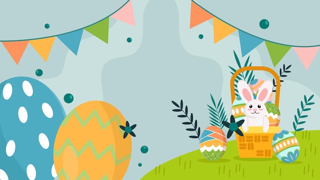 Fondo de Pascua con vector de huevo y conejo