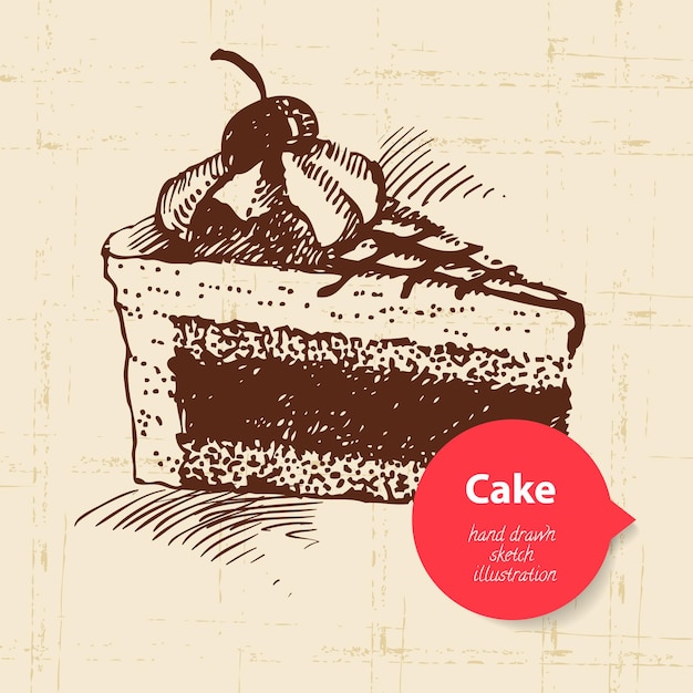 Fondo de pastel dulce vintage con burbuja de color. Ilustración dibujada a mano