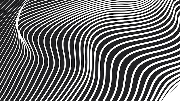 Fondo de patrón abstracto de onda de línea negra y blanca para telón de fondo o estilo de tela