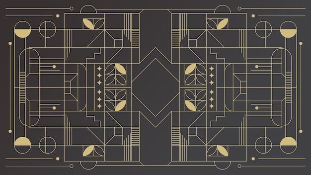 Fondo de patrón Art Deco de oro negro de lujo moderno