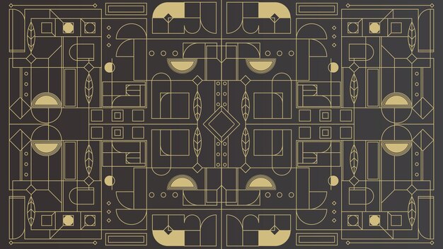 Fondo de patrón Art Deco de oro negro de lujo moderno