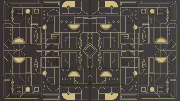 Fondo de patrón Art Deco de oro negro de lujo moderno